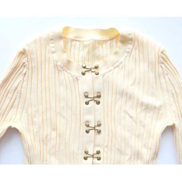 Dion Lee Hook Rib Cardigan / Size XS / Bleached Yellow Cropped - Picture 6 of 11